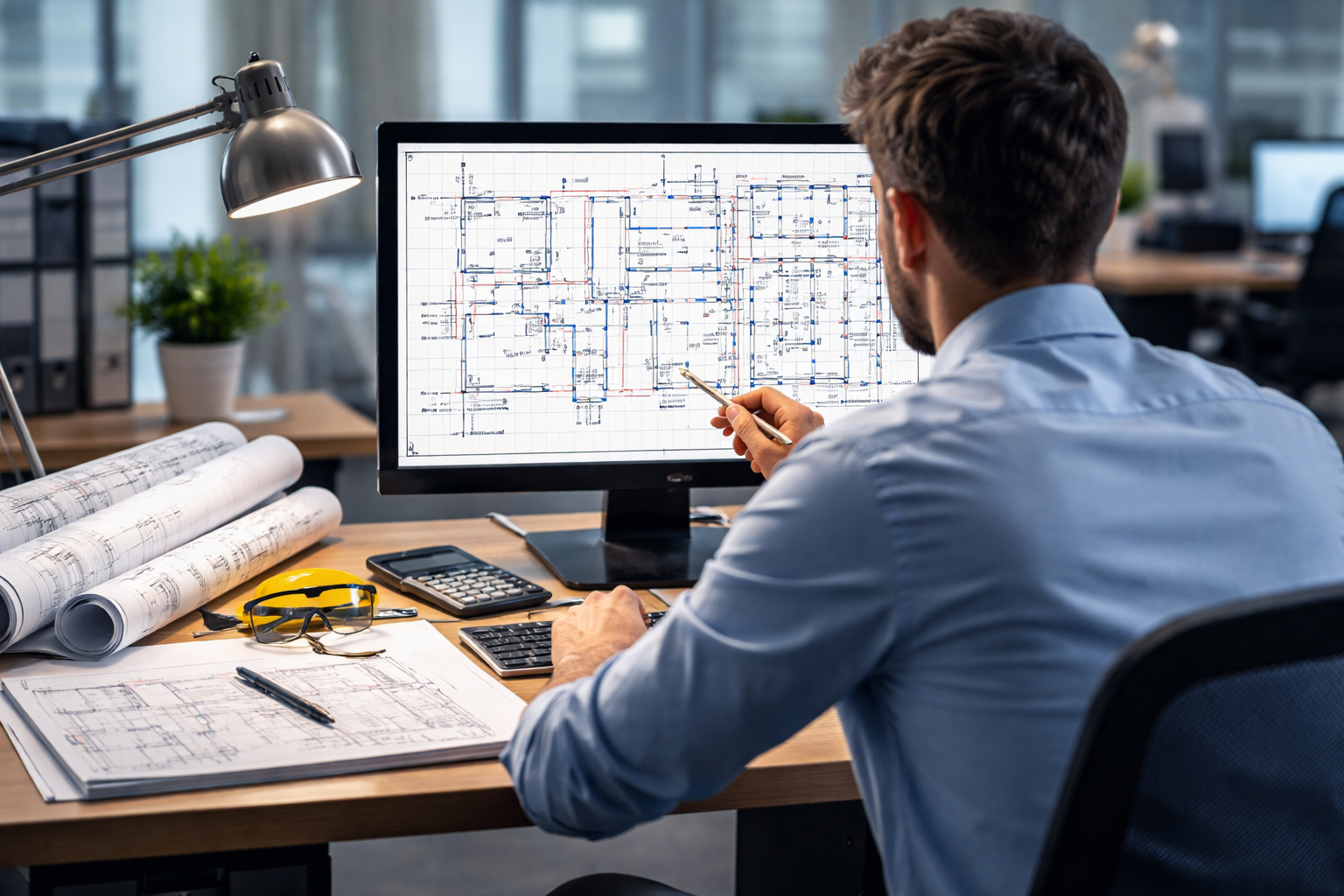 Ingeniero Diseñando Planos Eléctricos en CAD